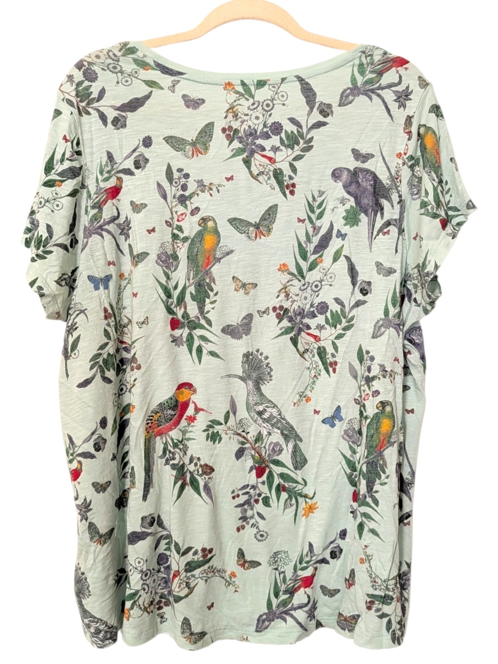 Lucky Brand Women's Mint Floral Parrot Print Scoop Neck Top - Picture 3 of 6